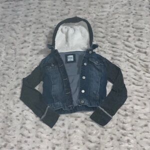 Mudd Blue Denim Jacket with Gray Hood